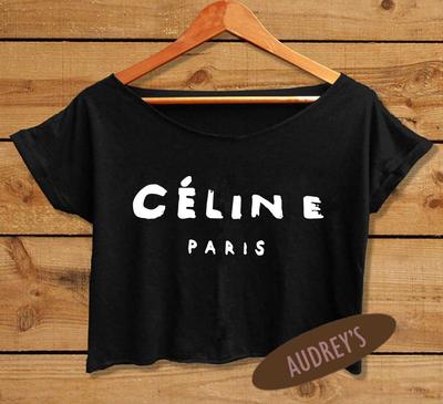 Women's Crop Tee Celine Shirt Paris Crop Top Celine Paris