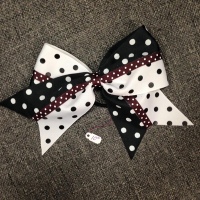 Half&Half Checkered Black and White Dots with Maroon