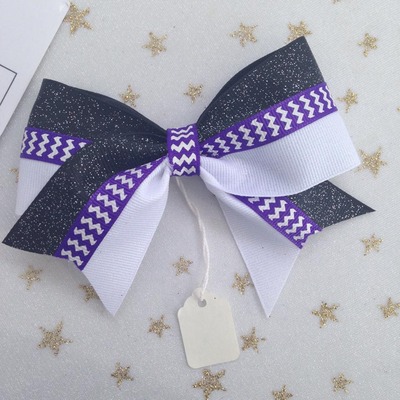 Glitter Black and White with Purple Chevron