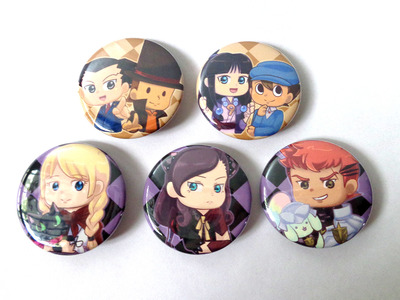 Professor Layton vs Ace Attorney pins