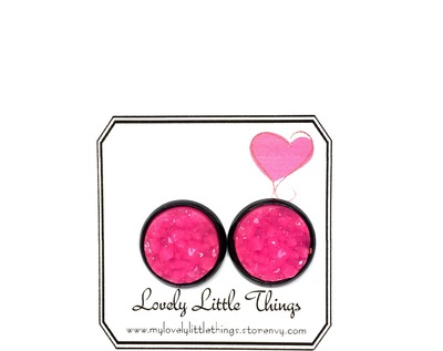 12mm Hot Pink Studs with Black Setting