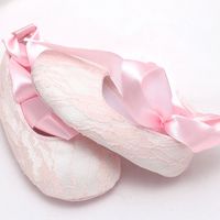 Cute Infant Newborn 6-12 months Baby Girl Pink Flower Lace Ribbon Bow Ties Shoes - Thumbnail 2