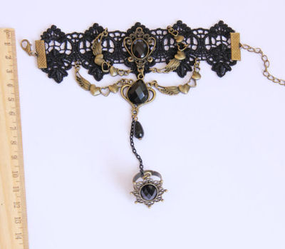 BLACK Lace Vintage Style Gothic Bracelet Goth Victorian Lolita Steampunk Rococo