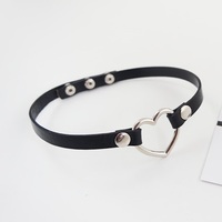 Pastel slim faux leather heart choker - Thumbnail 2