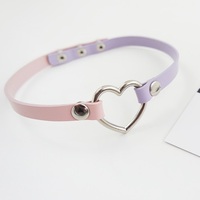 Pastel slim faux leather heart choker - Thumbnail 4
