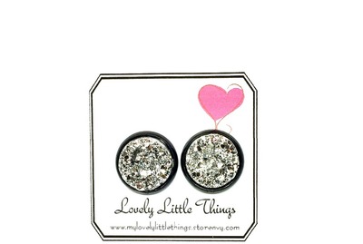 12mm Silver Studs with Black Setting