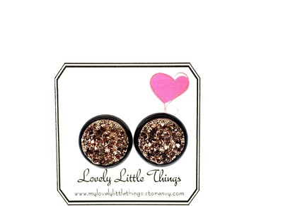 12mm Rose Gold Studs with Black Setting