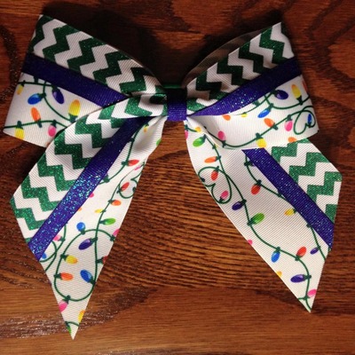 Christmas Lights with Glitter Purple and Green Chevron