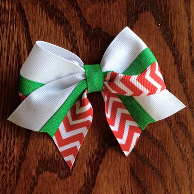 Red Chevron with Green and White Glitter