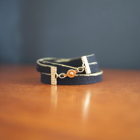 Gilded Black Double-Lace Wrap Bracelet