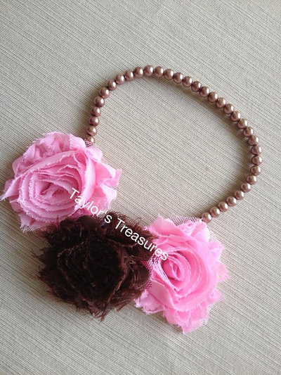 Taylors Treasures - 1st 2nd 3rd 4th Birthday Photo Prop - Rosette Pearl Elastic Necklace - Cake Smash - Perfect for Photo