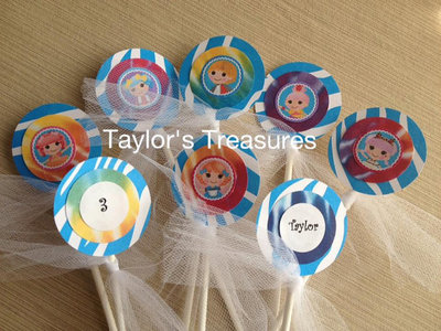 Taylors Treasures - 1st 2nd 3rd Birthday - 8pc Bubble Guppy Cupcake Topper - Cake Smash - Can Be Done In Any Character - Pattern or Theme