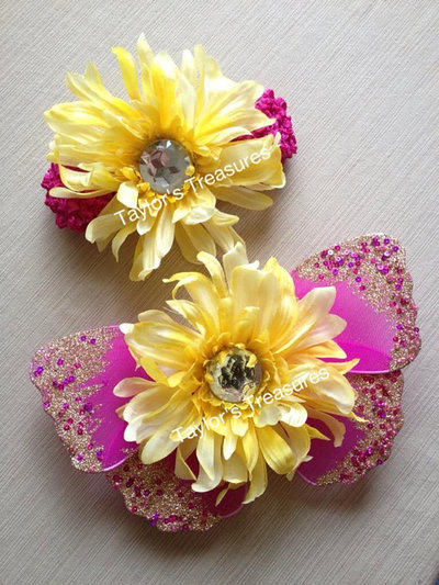 Taylors Treasures - Magenta Glitter and Sequins Baby Butterfly Wings Set - Great For Photo Prop 1st Birthday - Newborn Photo - Smash Cake