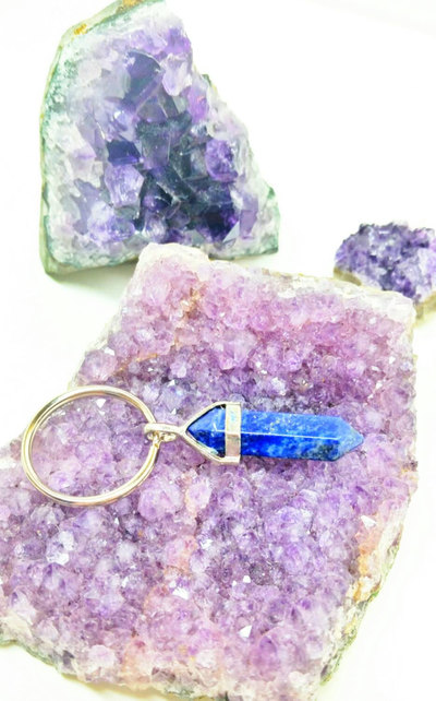 Crystal Keychain Lapis Point Keychain