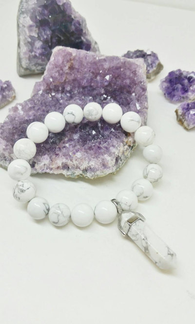 Crystal Bracelet White Howlite Marble Bracelet