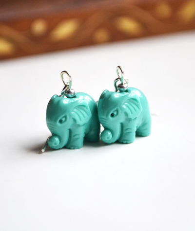 Elephant Earrings, Resin Earrings, Turquoise Elephants, Elephant Jewelry, Cute Animal Jewelry, Chrismas Gifts, Canadian Shop