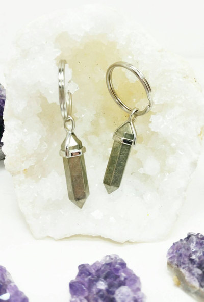 Crystal Keychain Pyrite Point Key Chain