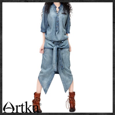 ARTKA SPRING SUMMER DENIM BLUE JEANS DRESS
