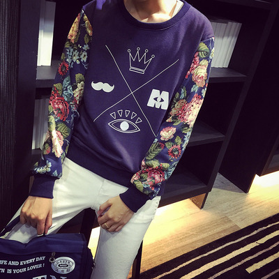 BIG FLORAL PRINTED WITH LETTERS FIGURED UNISEX SWEATSHIRT