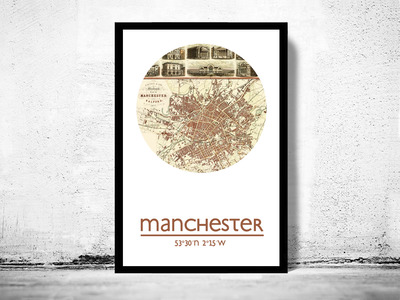 MANCHESTER - city poster - city map poster print