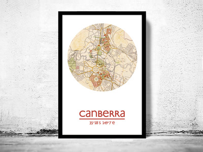 CANBERRA - city poster - city map poster print