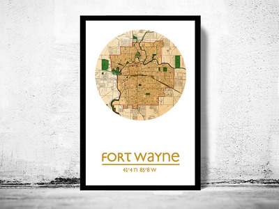 FORT WAYNE - city poster - city map poster print