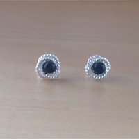 Sterling Silver Black Gemstone Earrings/Black Studs/Black Gemstone Jewelry/Black Gemstone Jewellery/UK - Thumbnail 1