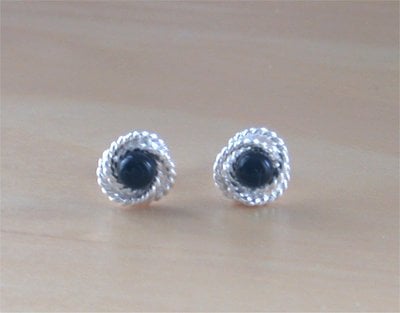 Sterling Silver Black Gemstone Earrings/Black Studs/Black Gemstone Jewelry/Black Gemstone Jewellery/UK