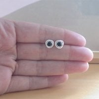 Sterling Silver Black Gemstone Earrings/Black Studs/Black Gemstone Jewelry/Black Gemstone Jewellery/UK - Thumbnail 3