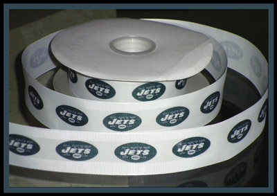 1.5" Jets Inspired Custom Printed Grosgrain Ribbon