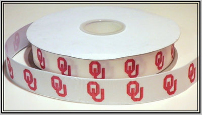7/8" Oklahoma University Sooners Inspired Custom Printed Grosgrain Ribbon