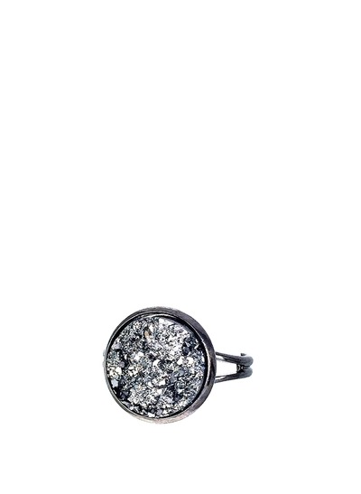 12mm Gunmetal Druzy Adjustable Ring
