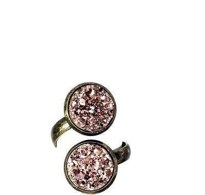12mm Rose Gold Double Druzy Twist Ring