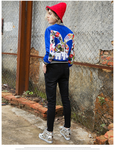 MAXMARTIN CARTOON EMBROIDERED ROYAL BLUE CASUAL JACKET M1017J153