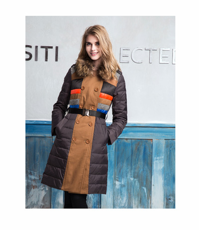 BRITISH FASHION FAUX COLORS STITCHED WINTER COAT 13DC034D