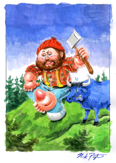 PAUL Bunion / Busted BUNYAN Color Rough - Garbage Pail Kids 2016 Apple Pie