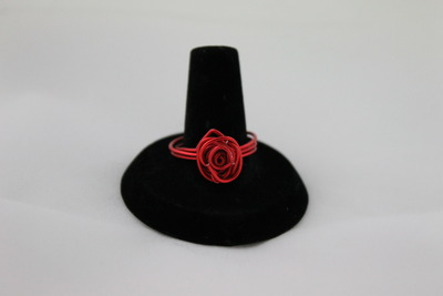 In Bloom Red Rose Wire Wrapped Ring