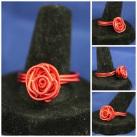 In Bloom Red Rose Wire Wrapped Ring  - Thumbnail 1