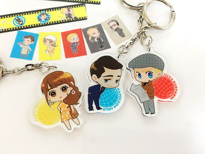 The man from U.N.C.L.E. - Acrylic Charms - Napoleon Solo , Gaby Teller . Illya Kuryakin