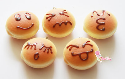 2 Mini Pancake Emoticon Charms (double layer)