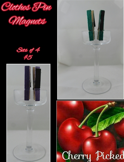 Turquoise Glitter Clothes Pin Magnets