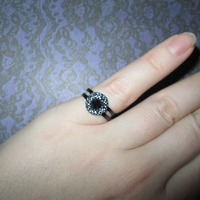 Black Circle Rhinestone Cabochon Ring with Black Base (Small, Medium, or Large)  - Thumbnail 1