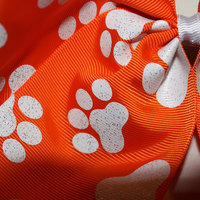 "GLITTER PAW" - 3 in Orange Grosgrain Ribbon with White Paw Cheer Bow - Thumbnail 2