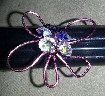 Swarovski Pink Daisy Wire Wrapped Ring; Customize Colors