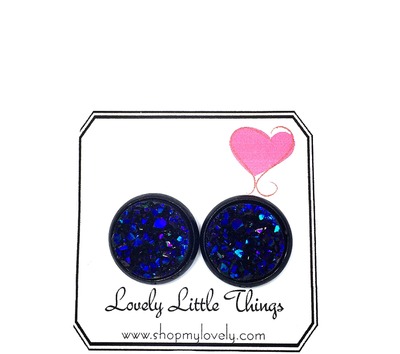 12mm Midnight Blue/Purple Studs with Black Setting