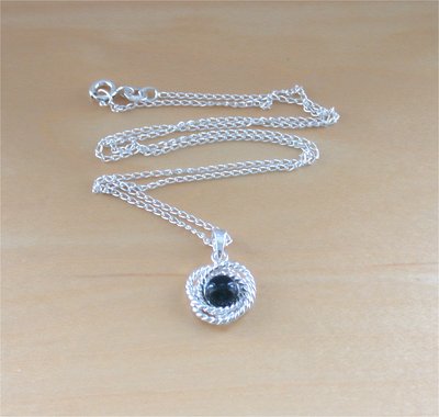 Black Gemstone Pendant & 18" Sterling Silver Chain/Black Gem Necklace/Black Gemstone Jewellery/Black Gemstone Jewelry/UK