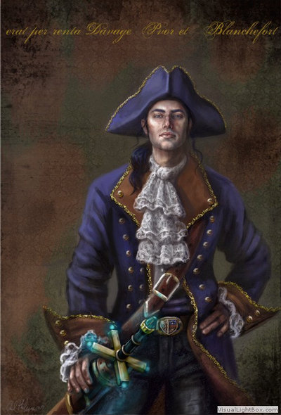 Fantasy Art Print , Character Concept Art , Steam Punk Man Captain Davage Portrait