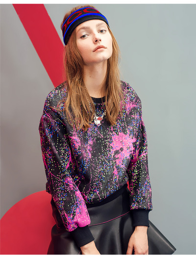 ISABEL KLEIN DIGITAL ABSTRACT FIGURED SWEATSHIRT F15303