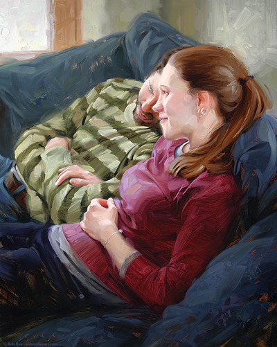 Couple - Print of original oil painting