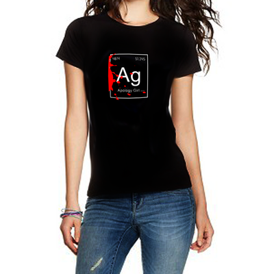 Ag bloody logo - on ladies t - by apology girl